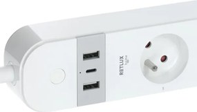Prelungitor inteligent cu întrerupător Retlux 4Z + 2xUSB-A+1xUSB-C 1,5m Wi-Fi Tuya alb