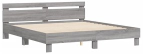 3207404 vidaXL Cadru de pat cu tăblie gri sonoma 180x200 cm lemn prelucrat