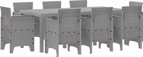vidaXL Set de masă pentru grădină 9 pcs Gri deschis Polipropilenă