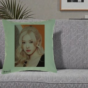 Perna Personalizata K-pop BLACKPINK cu Funda Rosie, 40x40 cm, Verde, Husa Detasabila, Perna Inclusa, BEKZ®