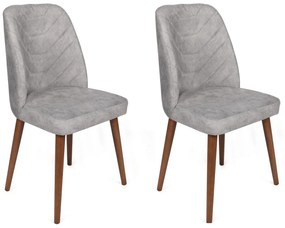 Set 2 scaune haaus Dallas, Gri/Nuc, textil, picioare metalice