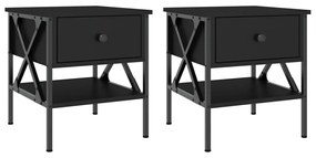 825954 vidaXL Noptiere, 2 buc., negru, 40x42x45 cm, lemn compozit