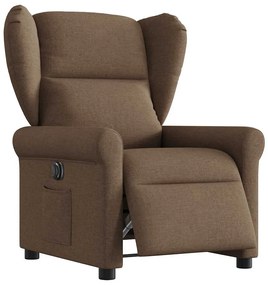 vidaXL Fotoliu rabatabil electric, maro, material textil