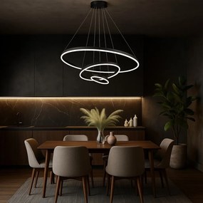 Lustra LED cu telecomanda cu 3 inele metal negru Isaure