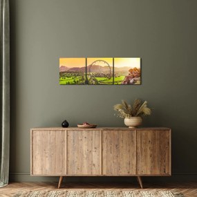 Tablou cu valea Hampi în India (cu ceas) (90x30 cm)