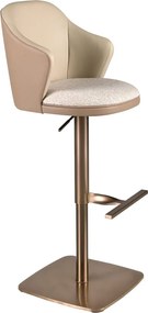 Scaun de bar pivotant cu inaltime reglabila Stool crem/ maro