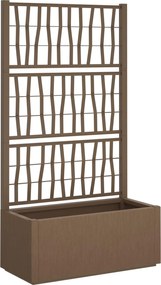 vidaXL Ghiveci de grădină cu trellis Maro 80 x 36 x 140 cm PP