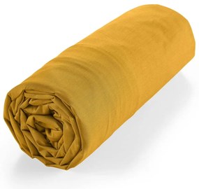 Cearceaf galben din bumbac organic cu elastic 160x200 cm Biolina – douceur d'intérieur
