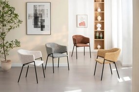 Set de 2 scaune aspect retro, Metal Negru, Chenille Galben, NOBLESSE A-47580 VC