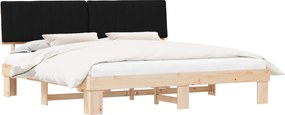 vidaXL Cadru de pat cu tăblie tapițată cu headboard Negru 200 x 200 cm