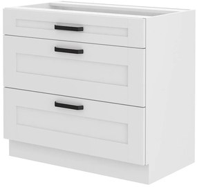 Dulap inferior de bucătărie Lucid 80 D 3S BB (Alb + Alb). 1041026
