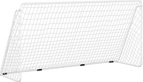 vidaXL Poartă de fotbal cu plasă, alb, 366x122x182 cm, oțel