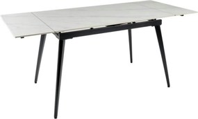 Masa extensibila REEF, alb cu efect de marmura/negru, ceramica/metal,