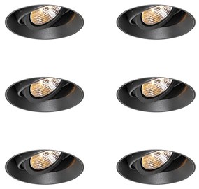 Set de 6 spoturi încastrate moderne negre GU10 AR70 rotunde fără ramă - Oneon