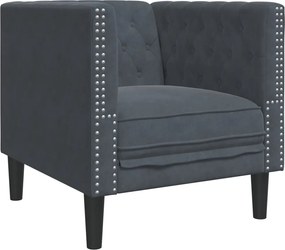 vidaXL Fotoliu Chesterfield, gri închis, catifea