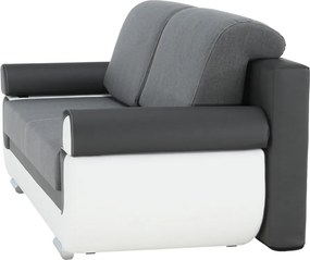 Canapea, piele ecologică alba+gri/material textil gri, KARDYN
