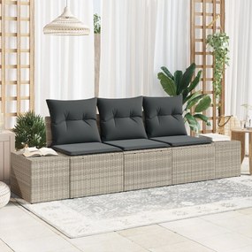 vidaXL Set de canapele pentru grădină 3 pcs Gri deschis Rattan poli
