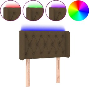vidaXL Tăblie de pat cu LED, maro închis, 83x16x78/88 cm, textil