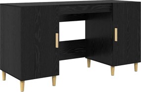 vidaXL Birou cu raft Stejar Negru 140 x 50 x 75 cm Lemn compozit