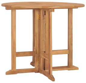 vidaXL Masă de grădină pliabilă, Ø90x75 cm, lemn masiv de tec