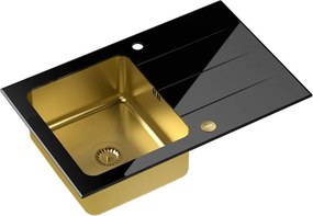Chiuveta inox incastrata Quadron Unique Ford 111 finisaj cupru - negru 78x50 cm
