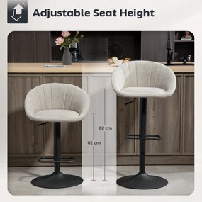 HOMCOM Set 2 Scaune de Bar Rotative din Țesătură cu Înălțime Ajustabilă Bej | Aosom Romania