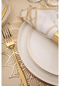 Set de masă, 26 piese, porțelan, alb/auriu