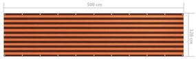 Paravan de balcon portocaliu si maro 120x500 cm tesatura oxford portocaliu si maro, 120 x 500 cm