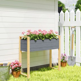 Outsunny Pat de grădină pătrat cu picioare, pat de grădină ridicat, 4 orificii de drenaj și țesătură nețesută, 98 x 37 x 90 cm, gri | Aosom Romania