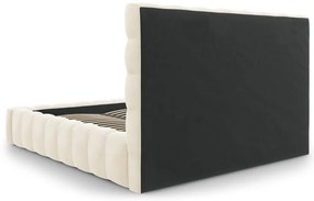 Pat matrimonial bej tapițat cu spațiu de depozitare și somieră 200x200 cm Bali – Cosmopolitan Design