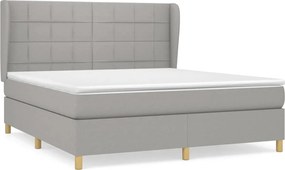 vidaXL Pat continental cu saltea, gri deschis, 160x200 cm, textil
