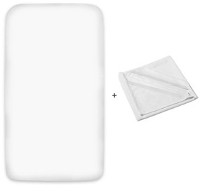 Set cearceaf bumbac cu elastic roata 120x60 cm + protectie impermeabila pentru saltea din frotir cu elastic pe colt Kidizi