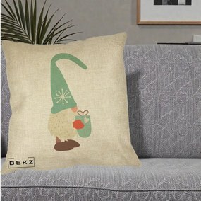 Perna Decorativa Gnom Nordic cu Cana Calda Menta, 40x40 cm, Crem, Husa Detasabila, Perna Inclusa, BEKZ®