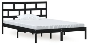 3101222 vidaXL Cadru pat, negru, 140x200 cm, lemn masiv de pin