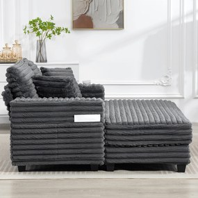 HOMCOM Chaiselongue 2 locuri canapea extensibilă mare 134 x 151 cm cu suport pentru pahare pentru living, gri | Aosom Romania