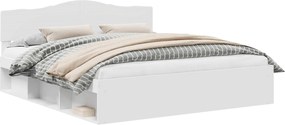 vidaXL Cadru de pat cu headboard Alb 180 x 200 cm Lemn de pin masiv