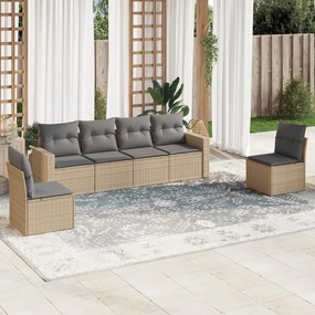vidaXL Set canapele de grădină cu perne, 6 piese, bej, poliratan