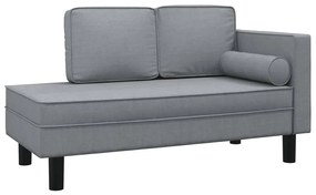 355018 vidaXL Șezlong cu perne și pernuță cilindrică, gri deschis, textil