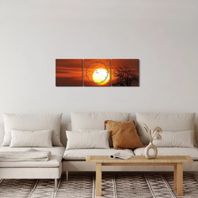 Tablou - Apus de soare (cu ceas) (90x30 cm)