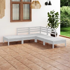 3082638 vidaXL Set mobilier de grădină, 5 piese, alb, lemn masiv de pin