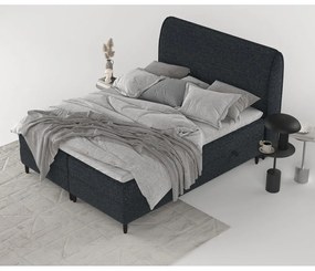 Pat boxspring negru cu spațiu de depozitare 140x200 cm Melba – Maison de Rêve