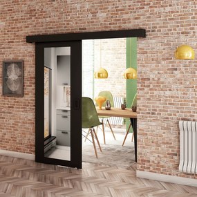 Uşă glisantă cu oglindă, negru/negru/negru, BERI 90 2