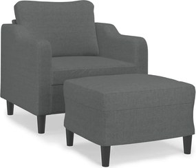 vidaXL Fotoliu canapea cu taburet, gri închis, 60 cm, textil