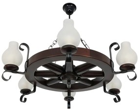 Candelabru rustic fabricat manual din lemn Roata 6L