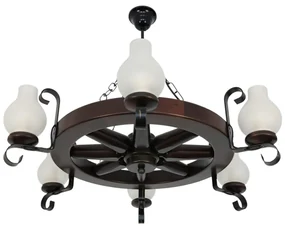 Candelabru rustic fabricat manual din lemn Roata 6L
