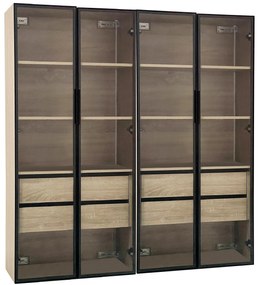 Set de 2 dulapuri de baie cu iluminare LED, Negru | Aosom Romania