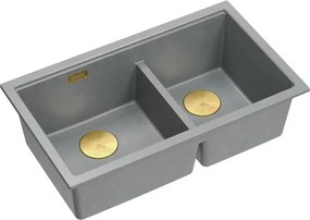 Chiuveta compozit incastrata Quadron Logan 120 gri - auriu 76x45 cm