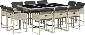 vidaXL Set mobilier de grădină cu perne 11 piese gri deschis poliratan