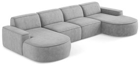 Colțar gri deschis cu tapițerie din chenille (în formă de "U") Omao – Makamii