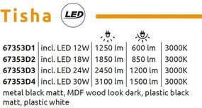 Plafoniera LED riflaj cu efect de lemn TISHA